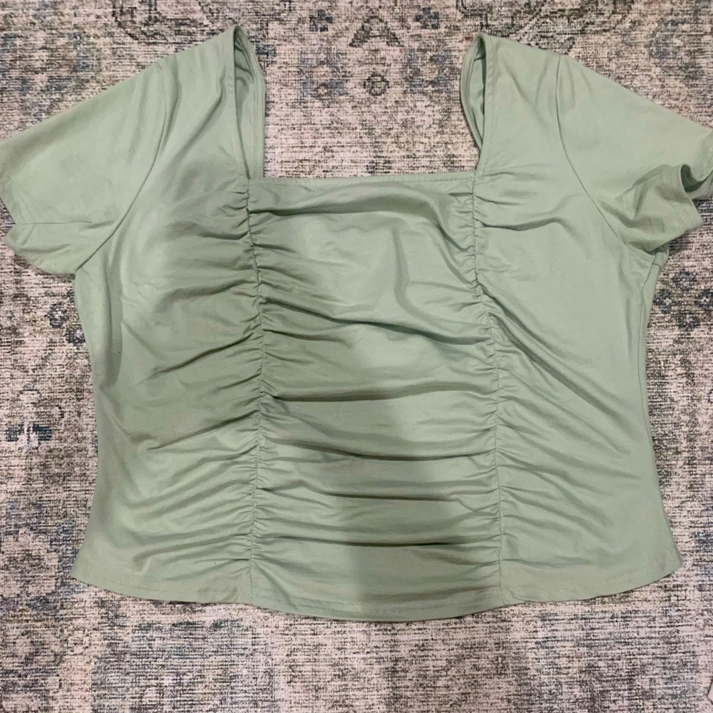 Altar’d State Sage Green Plus Size Women’s Square Neck Princess Style Top